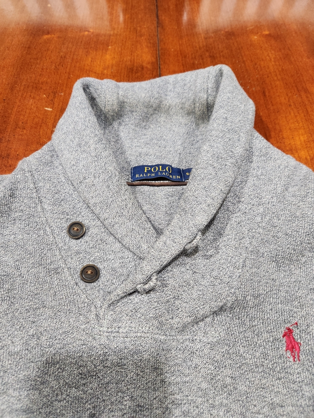 Ralph Lauren Heather Gray Shawl-Collar Button Pullover Men Small - Picture 4 of 6